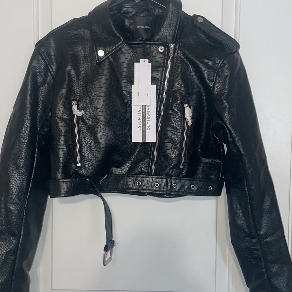 Crocodile vegan leather moto jacket - New with tags